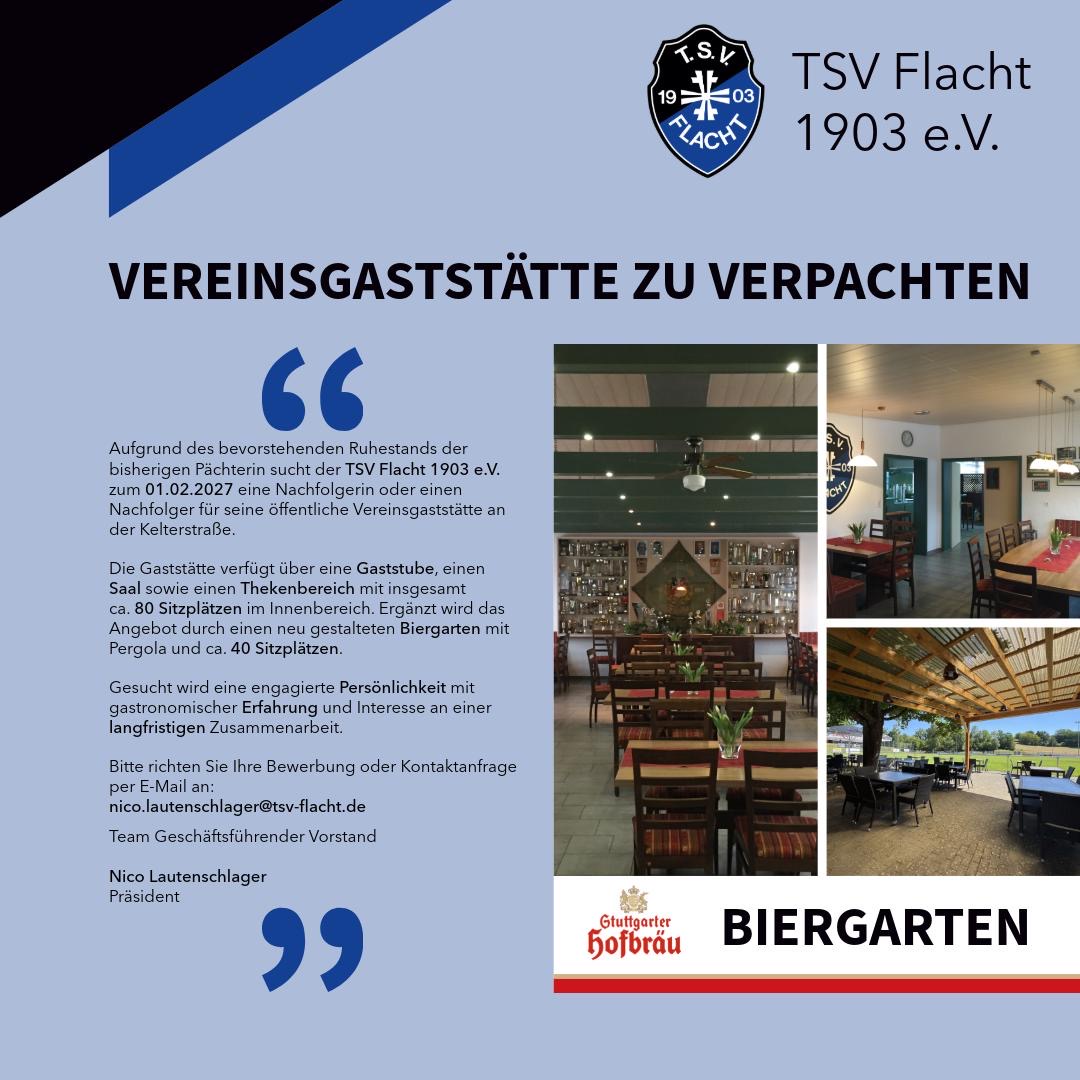 Vereinsgaststätte des TSV Flacht - NACHFOLGE GESUCHT |